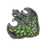 Antique Art Nouveau Silver Plique-à-jour Glass Pendant Brooch