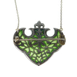 Antique Art Nouveau Silver Plique-à-jour Glass Pendant Brooch