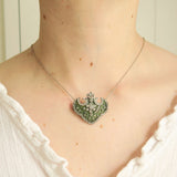 Antique Art Nouveau Silver Plique-à-jour Glass Pendant Brooch