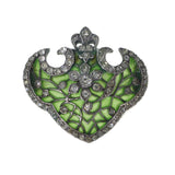 Antique Art Nouveau Silver Plique-à-jour Glass Pendant Brooch