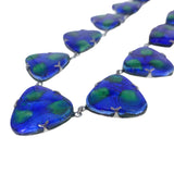 Antique Arts & Crafts Peacock Foil Glass Panel Necklace