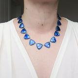 Antique Arts & Crafts Peacock Foil Glass Panel Necklace