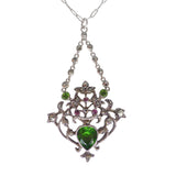 Antique Edwardian Silver Pink & Green Paste Giardinetti Pendant