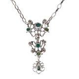 Antique Open Work Silver Emerald & Beryl Pendant