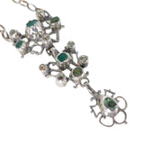 Antique Open Work Silver Emerald & Beryl Pendant