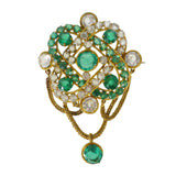 Antique French Costume Green Paste Brooch