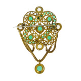 Antique French Costume Green Paste Brooch