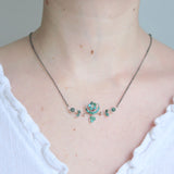 Antique Victorian Silver Turquoise Celestial Heart Necklace