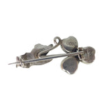 Antique Silver Hand Connemara Marble Shamrock Brooch