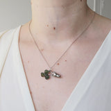 Antique Silver Hand Connemara Marble Shamrock Brooch