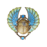 Antique Art Nouveau Jugendstil Silver Plique-à-Jour Scarab Brooch