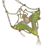 Antique Jugendstil Heinrich Levinger Plique-A-Jour Butterfly Necklace