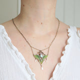 Antique Jugendstil Heinrich Levinger Plique-A-Jour Butterfly Necklace