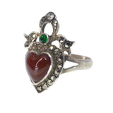 Antique Victorian Silver Carnelian Heart & Bow Ring