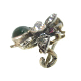 Antique Victorian Silver Cats Eye Insect Brooch