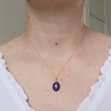 Antique Edwardian Guilloche Enamel Floral Pendant Charm