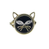 Vintage 9ct Gold Onyx Cat Ring