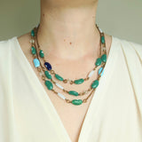Antique Lucky Bean Glass Charm Sautoir Necklace