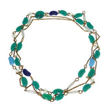 Antique Lucky Bean Glass Charm Sautoir Necklace