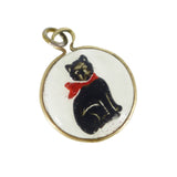 Antique Reverse Carved Glass Lucky Cat Pendant