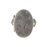 Vintage Engraved Silver Locket Poison Ring
