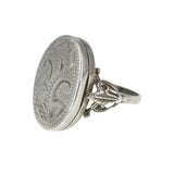 Vintage Engraved Silver Locket Poison Ring