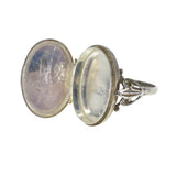 Vintage Engraved Silver Locket Poison Ring