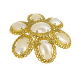 Vintage French Mother Of Pearl Gold Tone Brooch