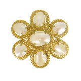 Vintage French Mother Of Pearl Gold Tone Brooch
