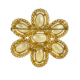 Vintage French Mother Of Pearl Gold Tone Brooch