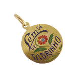 Vintage Portuguese Gold Enamel Floral Dizer Charm