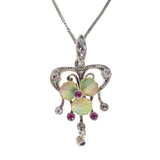 Antique Art Nouveau Enamel Leaf Pendant Necklace