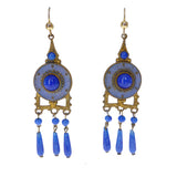 Antique Czechoslovakian Blue Lapis Glass Enamel Earrings