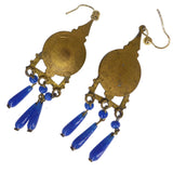Antique Czechoslovakian Blue Lapis Glass Enamel Earrings