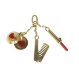 Vintage 9ct Gold Articulated Lipstick Comb & Powder Charm