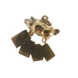 Antique 9ct Gold Pig Playing Card Charm