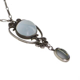 Antique Art Deco Silver Moonstone Pendant Necklace