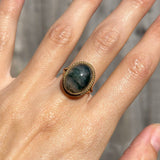 Vintage 9ct Gold Moss Agate Cabochon Ring