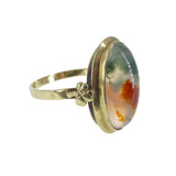 Vintage Gold Moss Agate Clover Ring
