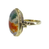 Vintage Gold Moss Agate Clover Ring