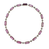 Antique Silver Pink Paste Chain Necklace