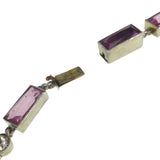 Antique Silver Pink Paste Chain Necklace