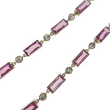 Antique Silver Pink Paste Chain Necklace
