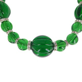 Vintage French Green Melon Glass Bead Necklace