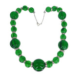 Vintage French Green Melon Glass Bead Necklace