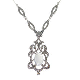 Vintage Silver Moonstone & Marcasite Pendant