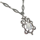Vintage Silver Moonstone & Marcasite Pendant