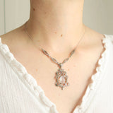 Vintage Silver Moonstone & Marcasite Pendant