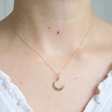 Antique 9ct Gold & Pearl Crescent Moon Charm