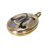 Antique Victorian Gold 'MOI' Enamel Initial Locket Pendant